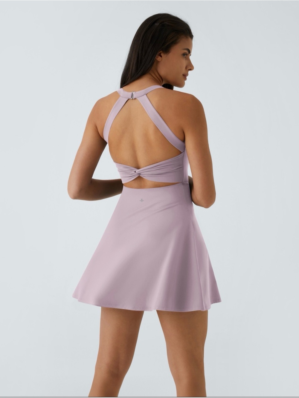 HALARA Pink Purple Scoop-Neck Mini Tennis Dress with Easy Peasy Shorts NWT - Picture 2 of 9